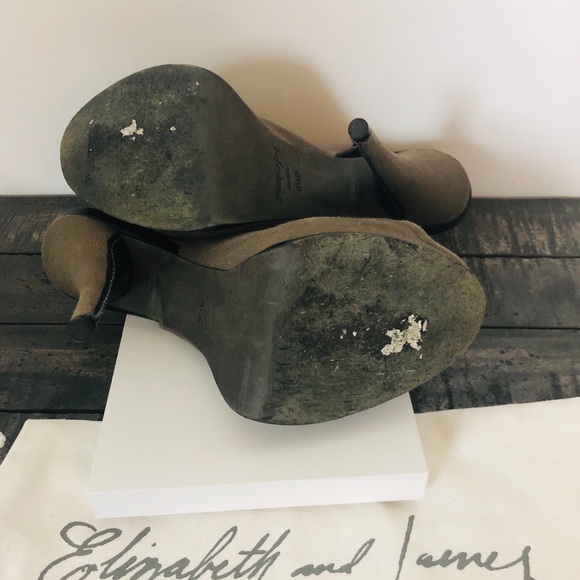 ELIZABETH & JAMES E Margo Khaki Tie Peep Toe 8.5 - Picture 5 of 8